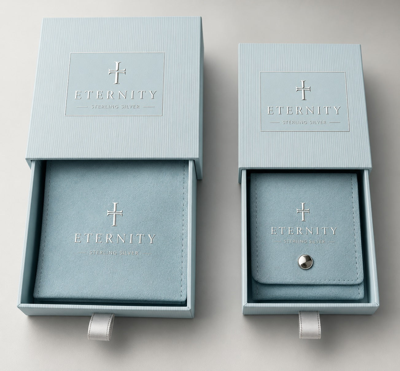High end jewelry boxes with embossed stripes